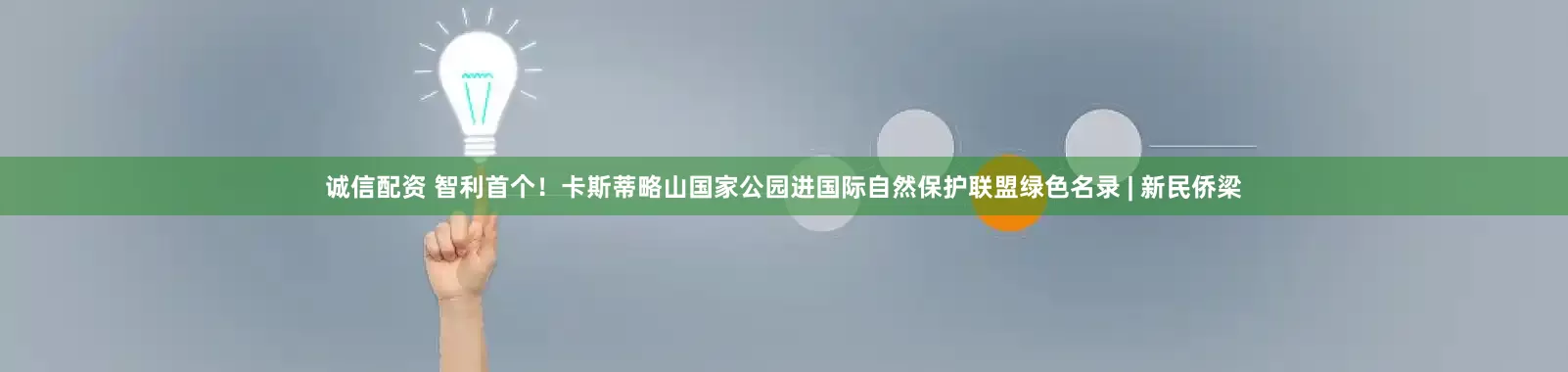 诚信配资 智利首个!卡斯蒂略山国家公园进国际自然保护联盟绿色名录 | 新民侨梁